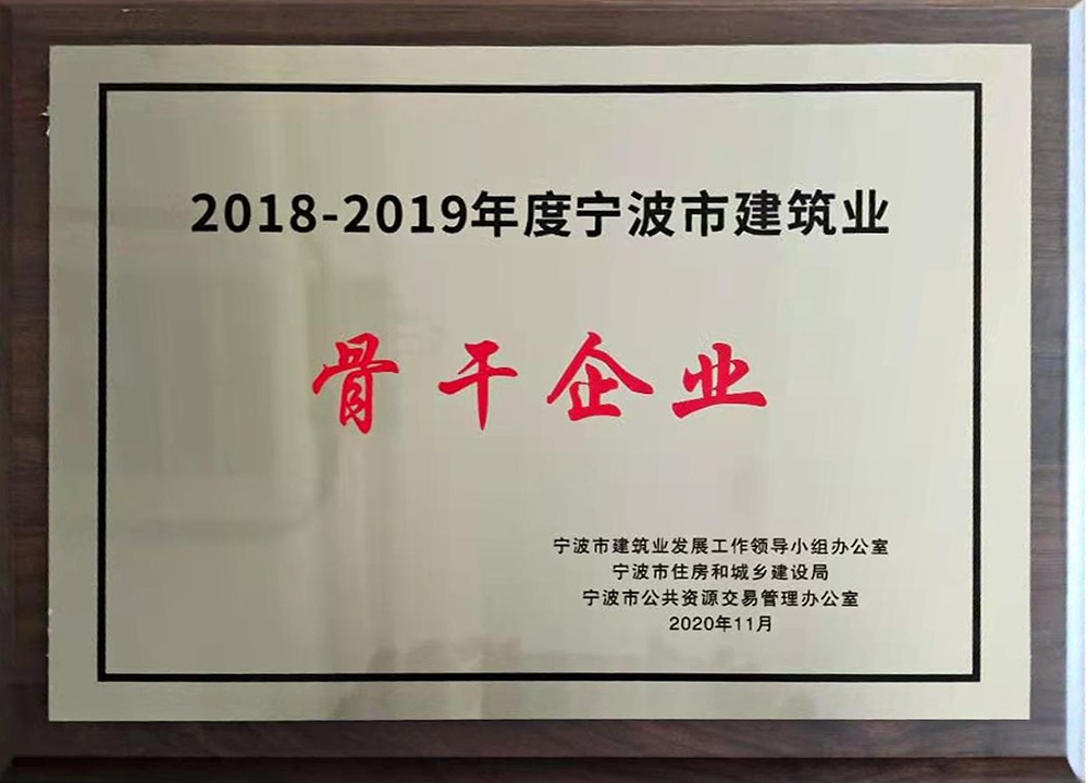 2018-2019年度宁波市建筑业骨干企业